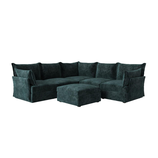 Model 06 Corner Sofa with Ottoman Mottled Velvet