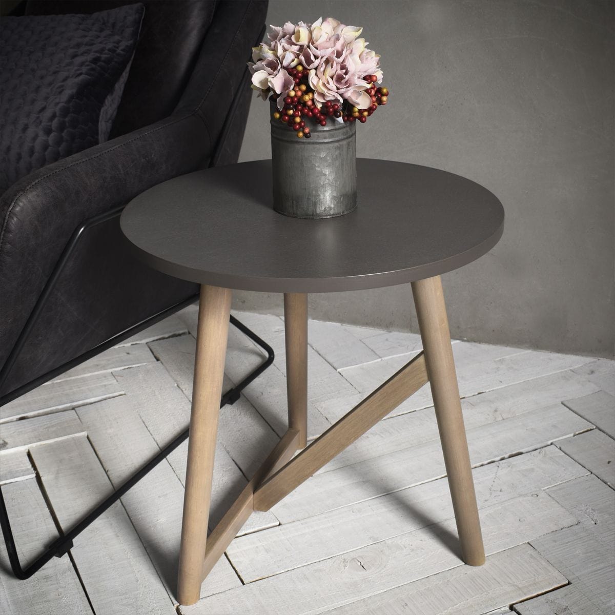 Hamar Round Side Table Grey Gallery Direct Homebound