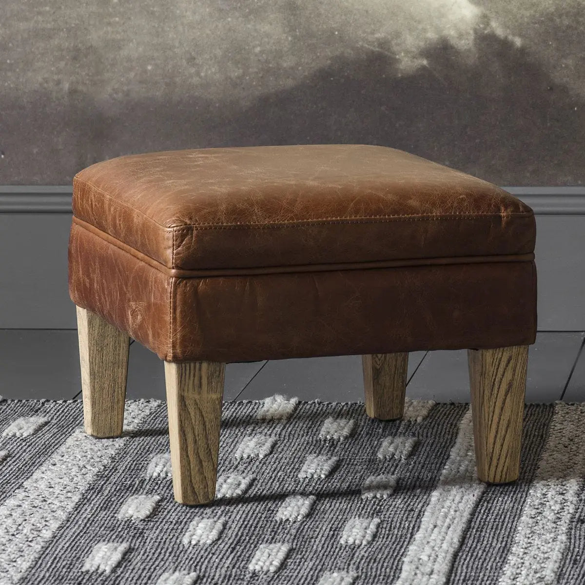 Mr. Paddington Stool Vintage Brown Leather Gallery Direct Homebound
