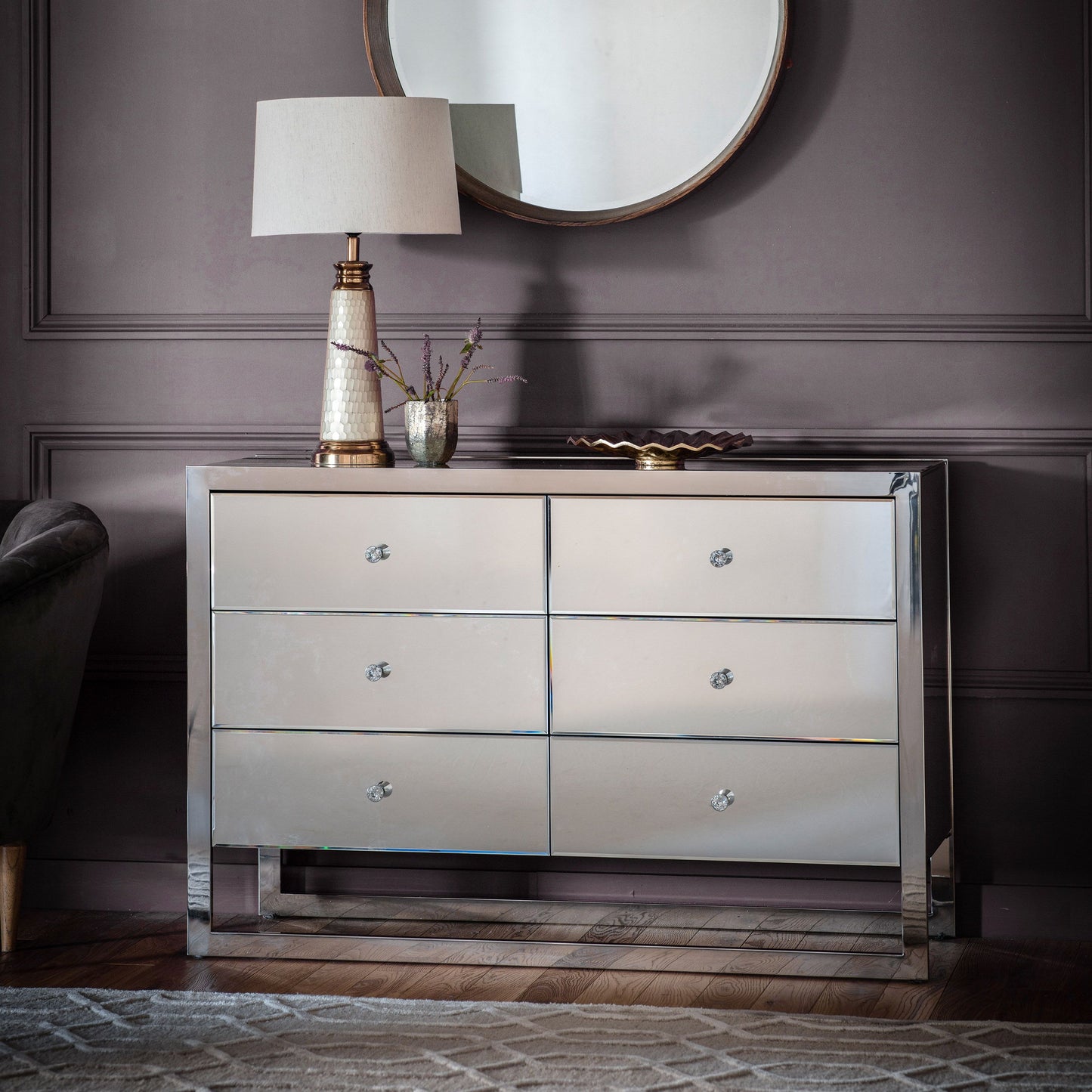 Cutler 6 Drawer Mirrored Chest Gallery Direct Homebound