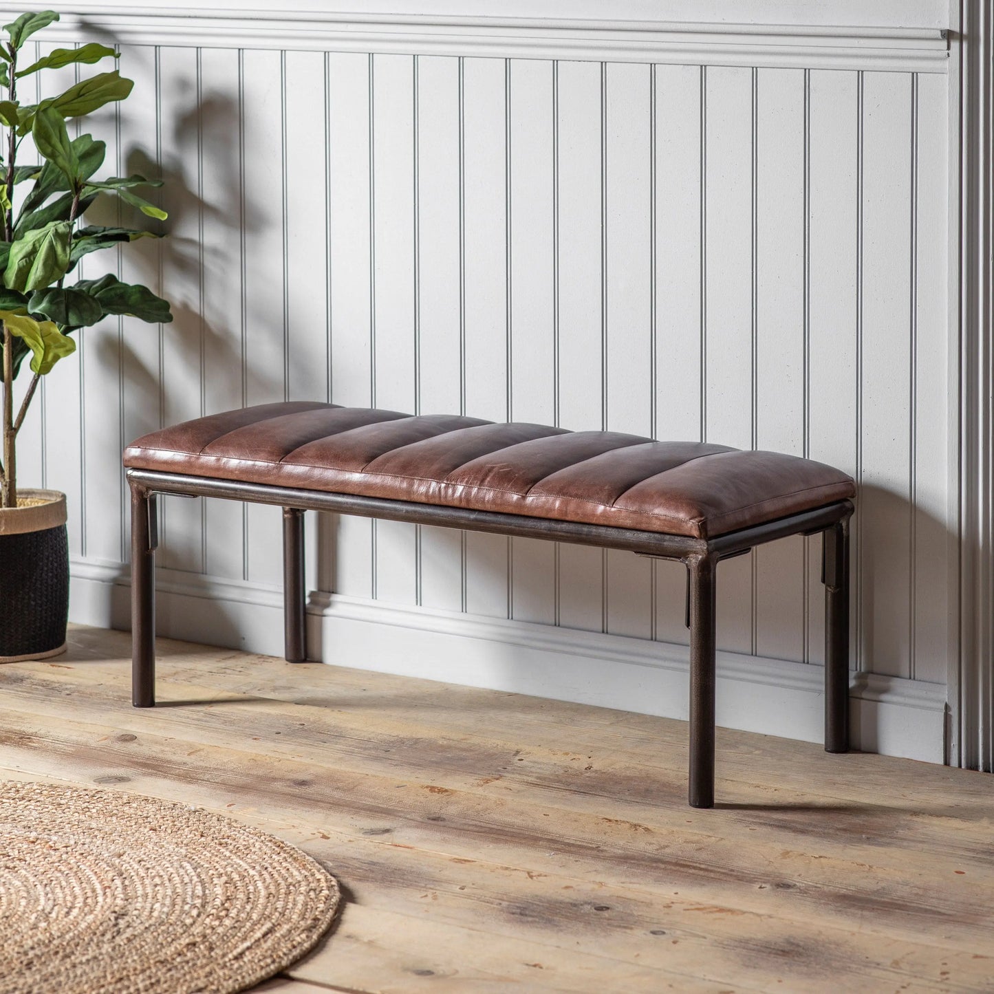 Tiverton Brown Leather Bench Gallery Direct Homebound