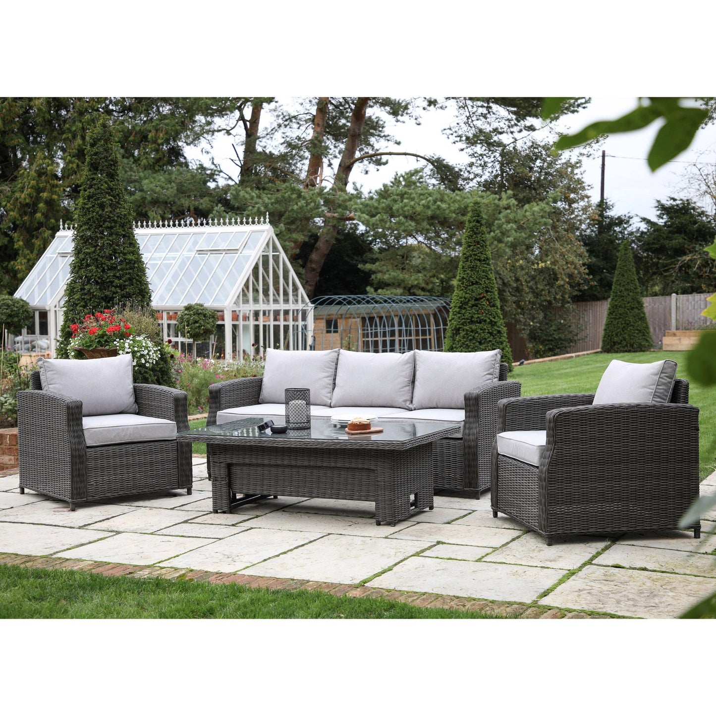 Sovera 3 Seater Dining Set Rising Table - Colour Options Gallery Direct Homebound